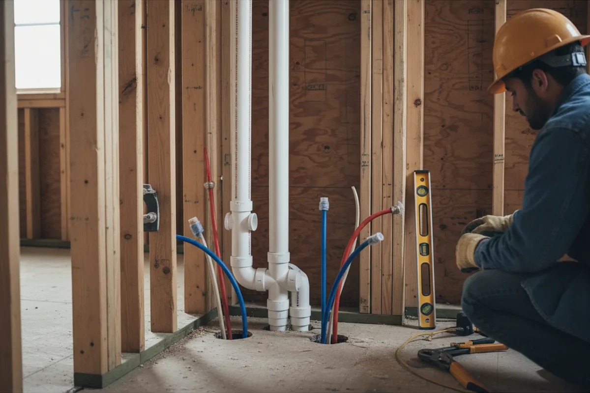 Drain and supply rough-in during Drain Cleaning in Ralston