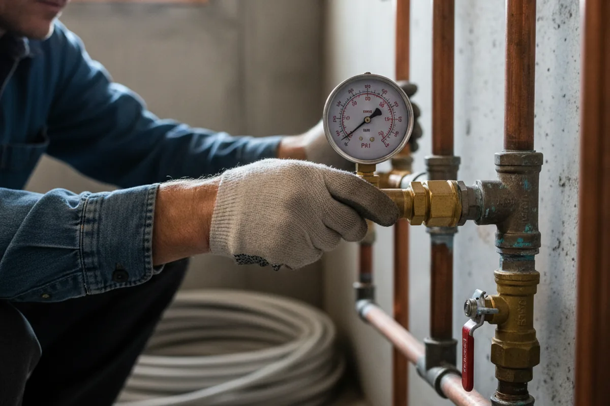 Pressure testing a repaired line during Water Line Repair in Ralston